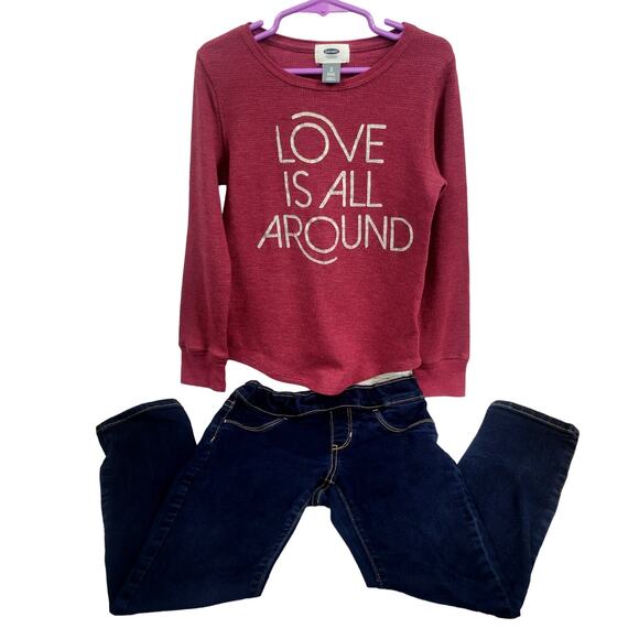 Old Navy Girl's Long Sleeve and Jeans 2 Pc Set Size M (8) - Picture 1 of 7
